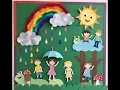 Preschool rainy season board decoration