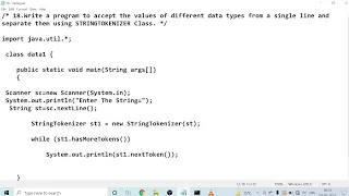 18 Using STRINGTOKENIZER Class in java