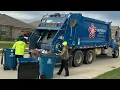Republic Services Peterbilt 348 Heil 5000 Rear Loader Garbage Truck Packing Heavy Post Holiday Trash