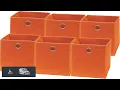 Simple Houseware Foldable Cube Storage Bins with Handles 11 Inch Orange 6 Pack Fabric