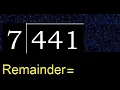 Divide 441 by 7 remainder Division with 1 Digit Divisors How to do