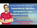 Spring Bean Scope Singleton Prototype Eclipse Coding Step by Step with easy example DI