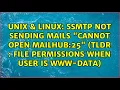 SSMTP not sending mails Cannot open mailhub 25 tldr file permissions when user is www-data