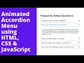 Create Simple Accordion Menu using HTML CSS JavaScript