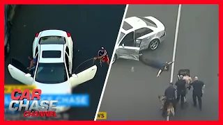 FULL CHASE Robbery suspects evade police jump out of moving car Car Chase Channel
