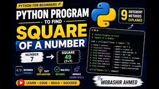 Python Program to Find Square of a Number 9 Different Methods Explained Python for Beginners