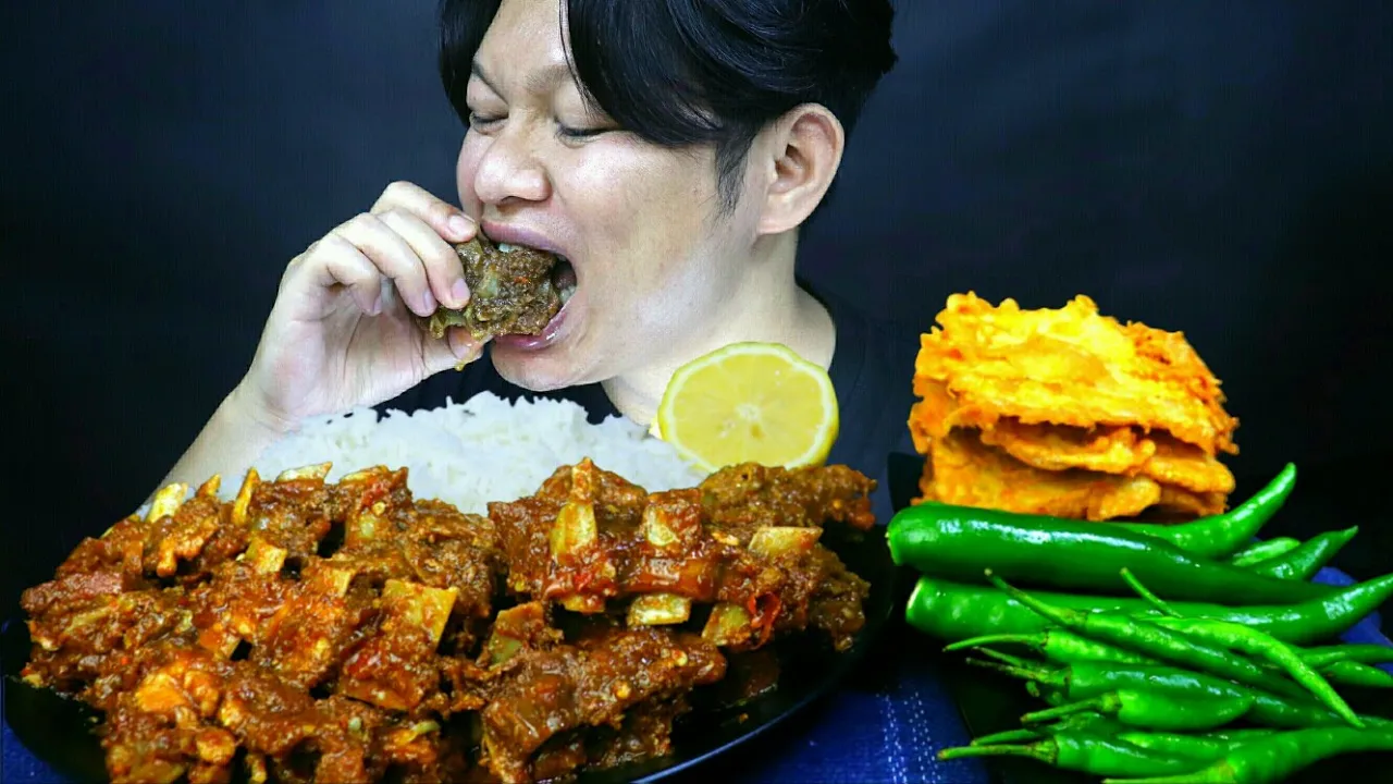 RICA RICA PEDAS IGA KAMBING 1KG MUKBANG PAKE LALAPAN CABE || MUKBANG INDONESIA