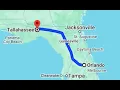 Fastest route from Orlando Florida to Tallahassee Florida