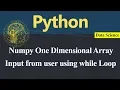 Getting input from user in Numpy One Dimensional Array using while Loop Python Hindi