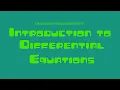 Introduction to Differential Equations Order Degree Linearity Math