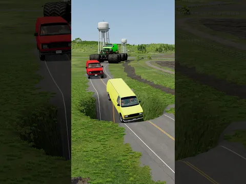 Monster Cargo Van vs Big Pothole - BeamNG.Drive