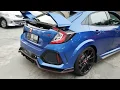 Prachtige blauwe Honda Civic FK8 R met Milltek Sportuitlaat Road+