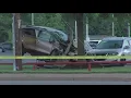 Car crashes and heavy police presence after pursuit of suspect