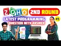 Zoho 2nd Round Latest Programming Questions with Solution Zoho coding questions with Answers