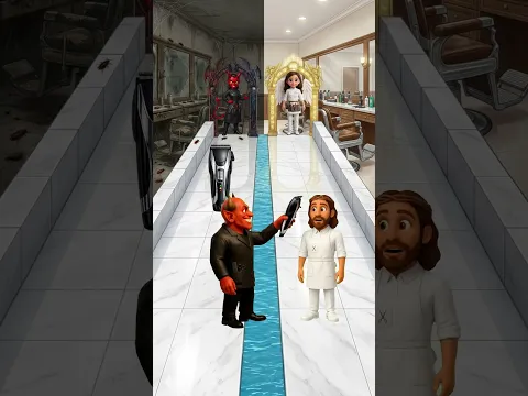 😇💈 El Barbero Jesús 🤍 VS El Barbero Diablo 😈🔥 #jesus  #trivia  #estudobíblico