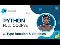 Type function variables lecture 03 Python tutorials for beginners in 2024