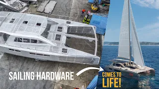 BUILD ➜ SAIL: Installing the Sailing Hardware ⛵️ (Aluminum Catamaran Build Pt. 42)