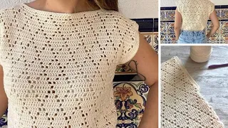طريقه عمل بلوزه او شال كروشيه بغرزه الماسه الدياموند فيليه للمبتدئين Summer Crochet Blouse  طريقه عمل بلوزه او شال كروشيه بغرزه الماسه الدياموند فيليه للمبتدئين Summer Crochet Blouse
