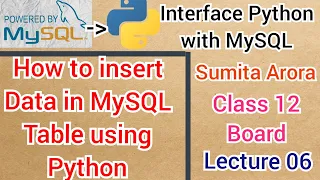 How to insert Data in MySQL Table using Python Lecture 06 Interface Python with MySQL Class 12
