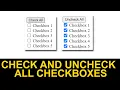 How to Check and Uncheck All HTML Checkboxes JavaScript Tutorial for Beginners