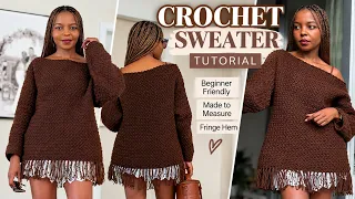 Easy Crochet Sweater Tutorial | Coco Fringe Sweater Beginner Friendly Step - by - Tutorial