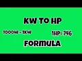 kw to hp convertion formula