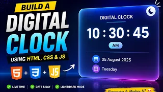 Create a Modern Digital Clock with HTML CSS JavaScript