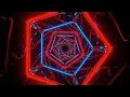 Écran de Veille 4K - Tunnel Miroir Pentagone Néon Rouge et Bleu VJ Loop (Sans Son)