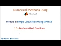 1 3 MATLAB Numerical Methods - Basic Calculation using MATLAB