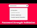 How to Create Password Strength Checker Password Policy Validation using HTML CSS JavaScript
