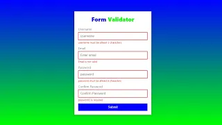 Complete Form Validation with Javascript in 1 Hour Registration Form Validation using Javascript