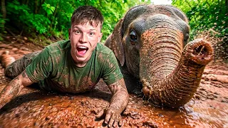 I took a MUD bath with ELEPHANTS!!