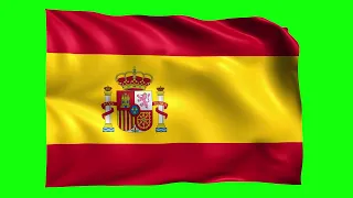 Green screen Footage Spain Waving Flag Green Screen Animation Royalty-Free