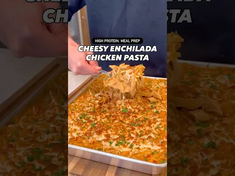 Macro-Friendly, High Protein Cheesy Enchilada Chicken Pasta #shorts