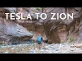 Driving a TESLA on a Roadtrip in HOT Weather Vegas to Zion Park