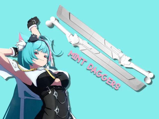 Neverness to Everness Mint Daggers stl | NTE Dual Blades 3D Print File | Cosplay Weapon STL | Instan video thumbnail