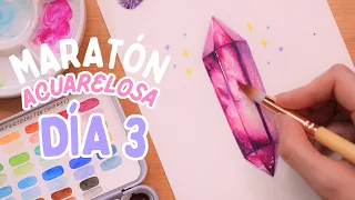 ¡Transforma manchas y colores en gemas y cristales! 💎 | MARATÓN ACUARELOSA (DÍA 3)