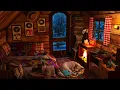 Download Lagu Relaxing Fireplace Sounds in a Cozy Winter Cabin | Dog Sleeping with Snowfall and Fireplace Sounds