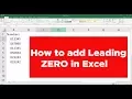 ADDING ZERO BEFORE A NUMBER IN MICROSOFT EXCEL Excel Tutorial How To