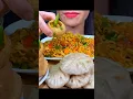 Lagu ASMR: Eating indian street food eating challenge 😍 momo noodles Pani Puri dahi Puri samosa Mukbang