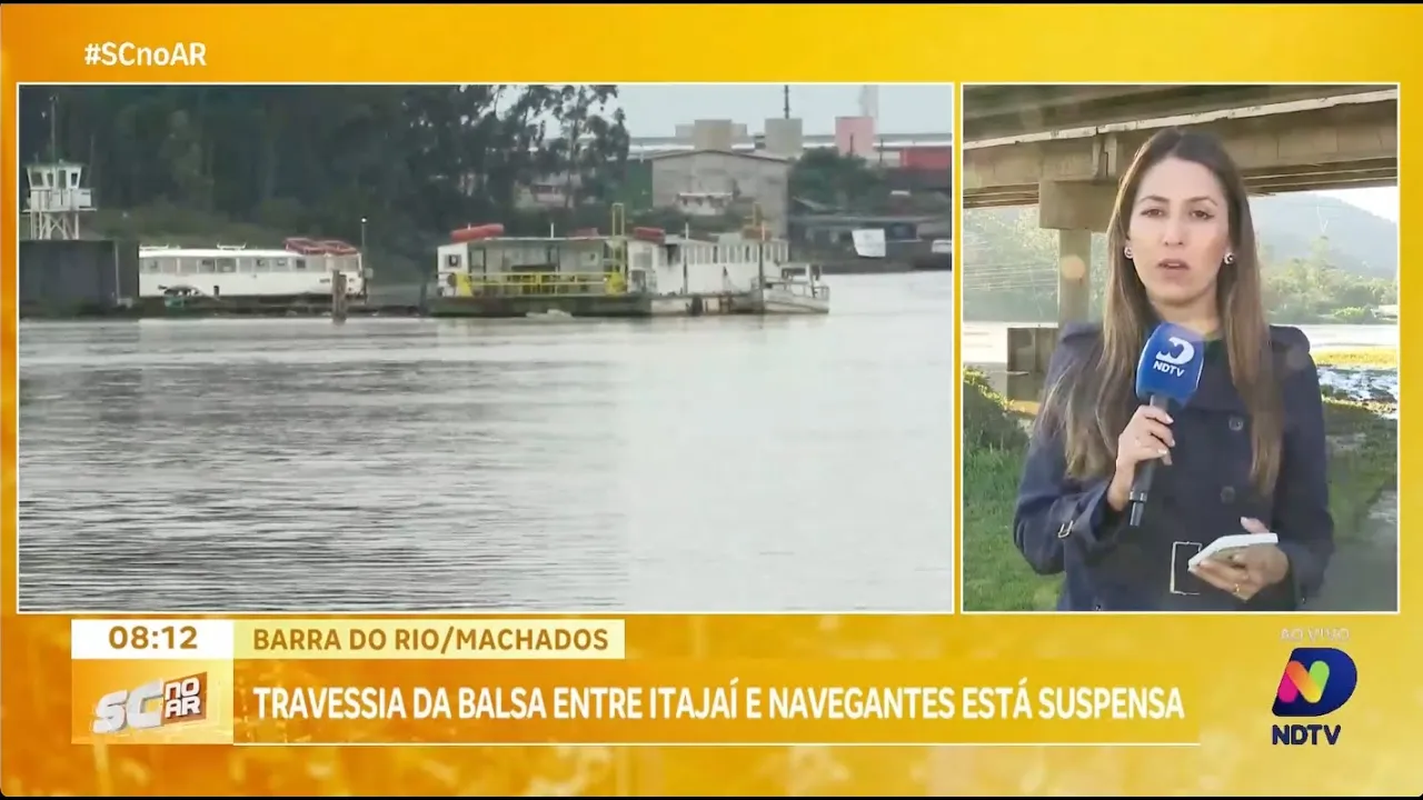 Balsa entre Itajaí e Navegantes suspende travessia devido à chuva + nova licitação para obras