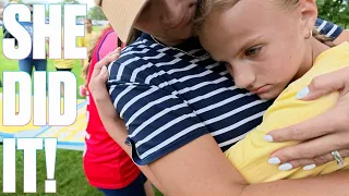 EMOTIONAL FINISH TO HER FIRST LONG DISTANCE RUN CROSS COUNTRY MEET