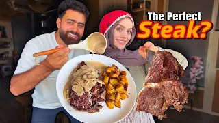     ستيك المطاعم في البيت! مع صوص الفطر الكريمي 🥩     Restaurant-Style Steak at Home-Mushroom sauce
