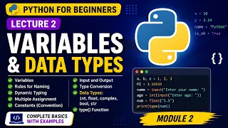 Python for Beginners Lecture 2 - Variables and Data Types