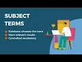 Keywords vs Subject Terms