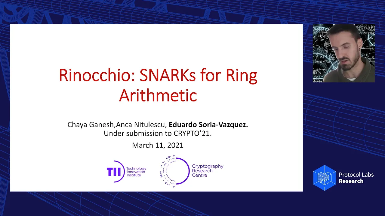 Rinocchio: SNARKs for Ring Arithmetic - Eduardo Soria Vázquez