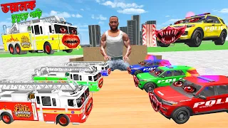 ভয়ংকর Fire Brigade Truck Vs Horror Police Car | Horror Car Attack | Indian Bike Driving 3D