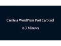 How to create a WordPress post carousel