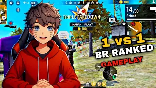 1 vs 1 br ranked gameplay free fire karan gaming head 