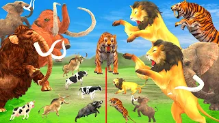 10 Zombie lions vs Cow Cartoon Rescue Saved By 10 Mammoth Elephant Giant Animal Fights|Animal revolt